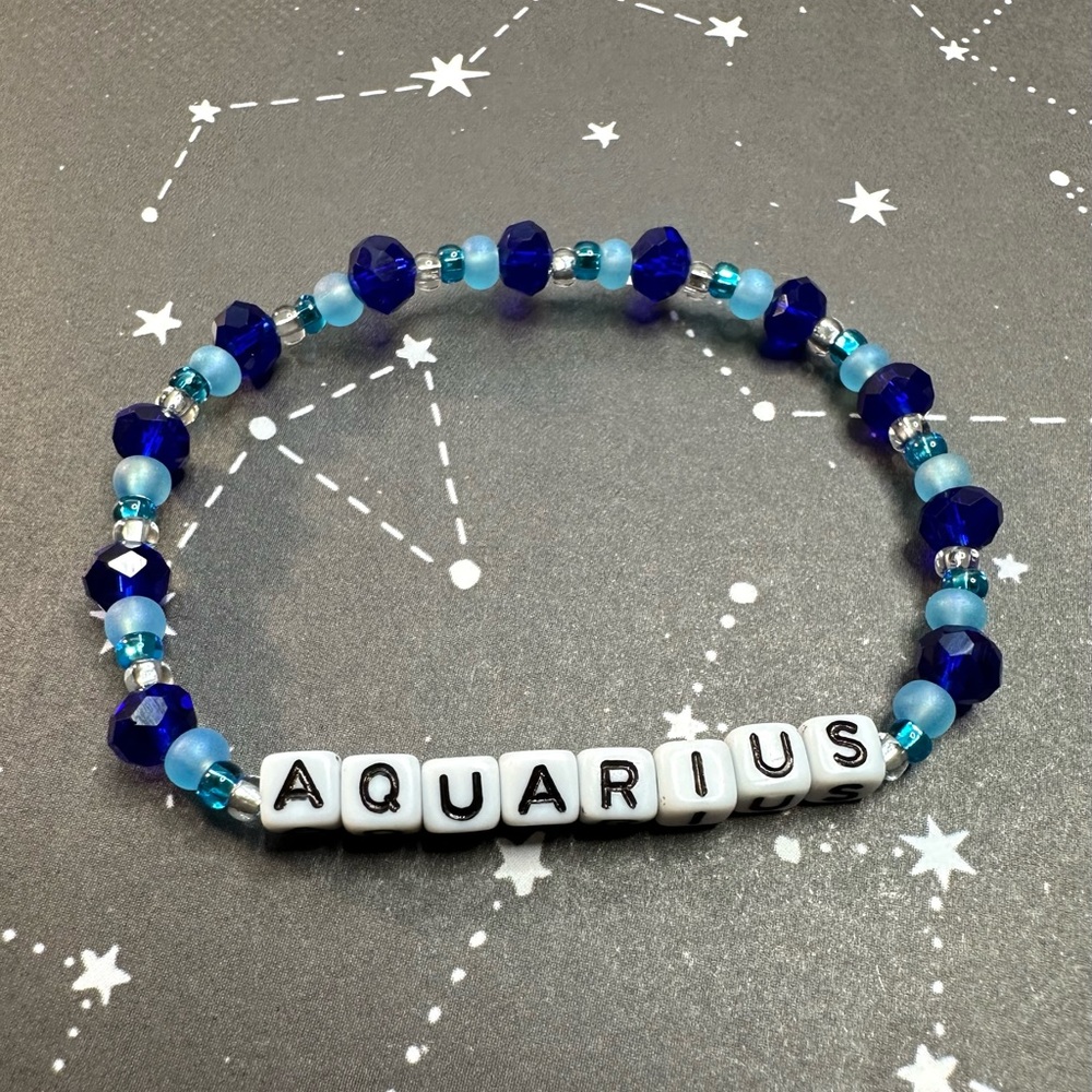 Aquarius Bracelet Astrology Astrological Sign Horoscope Jewelry Beaded Stretch